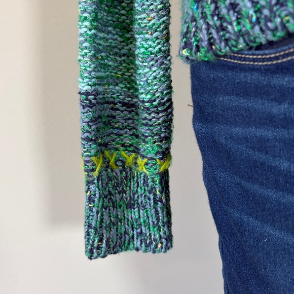 Anthropologie Pilcro Sunset Embroidered Cardigan Green Yellow Rare Sun Sz XS - Picture 7 of 15